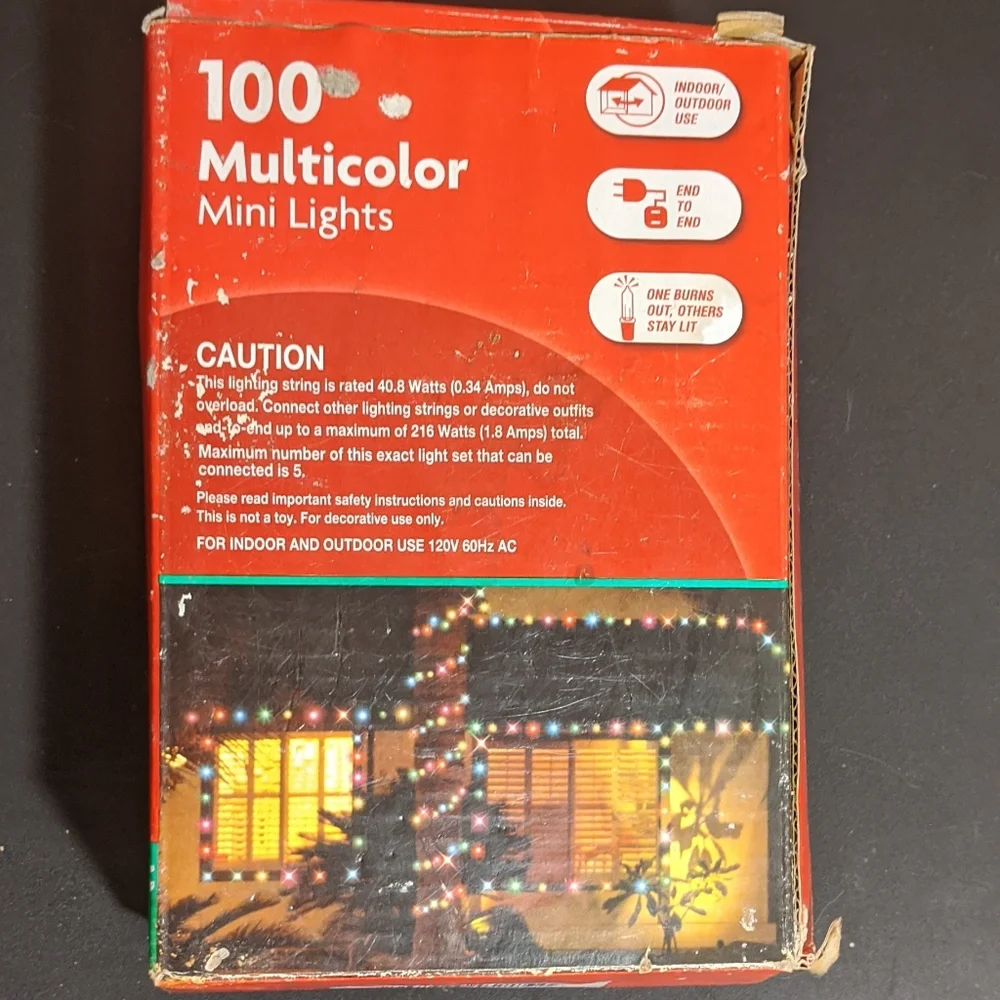 SALE Mini Christmas Tree Holiday 100 Mini Lights, Multicolor White String